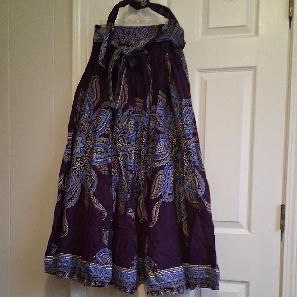 Elegant Purple and Blue Paisley Skirt